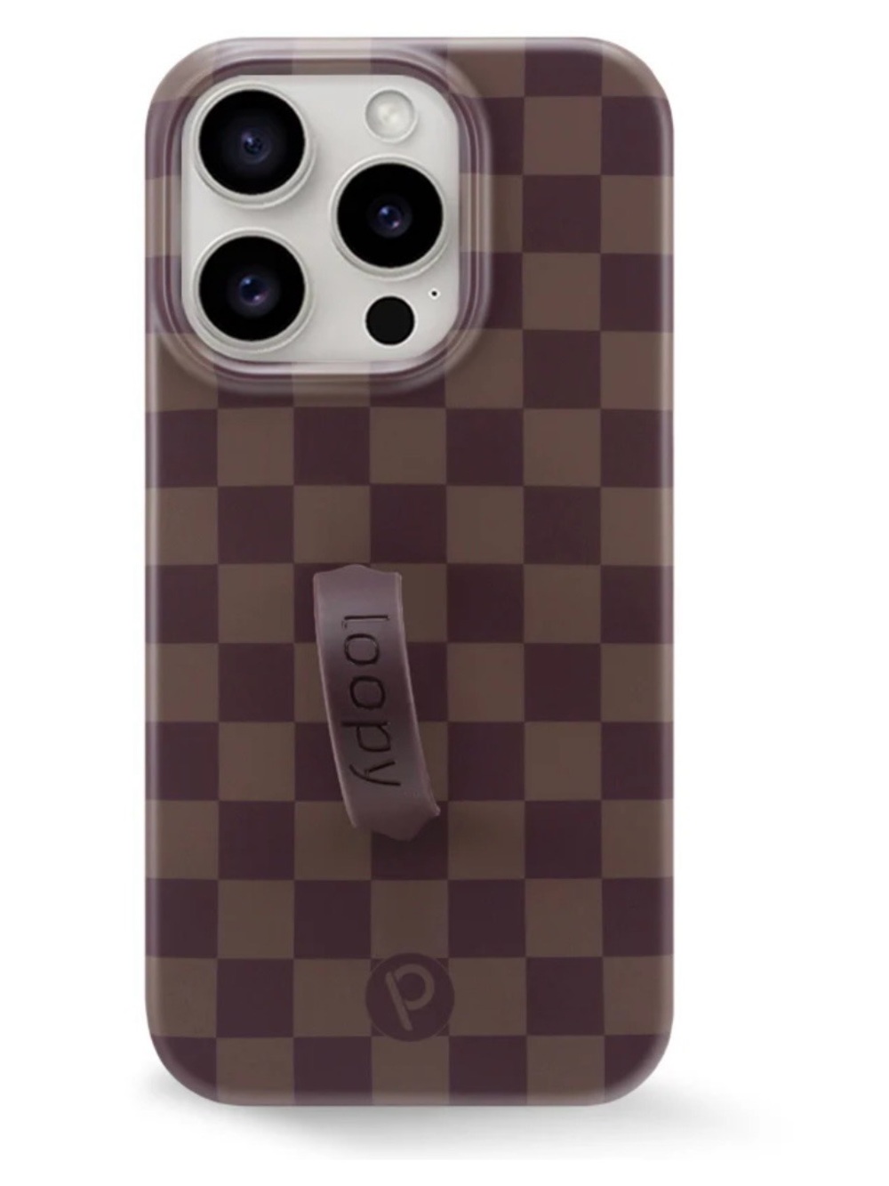 Loopy Case Brown Checkered Phone Case with Loop Strap